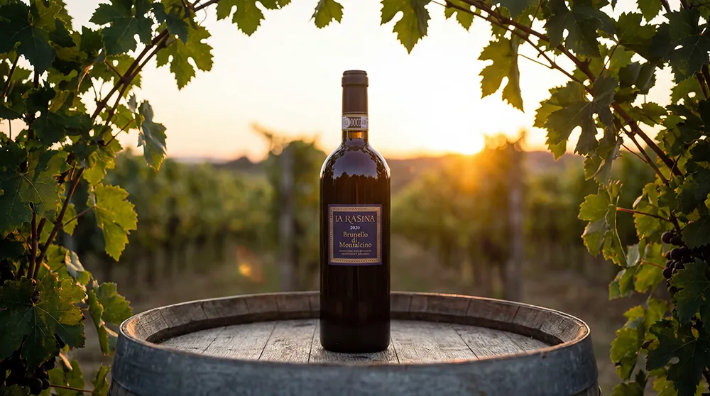 Photoshoot IA bouteille de vin dans un vignoble