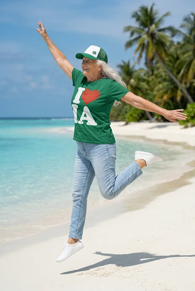 Photoshoot IA femme souriante plage tropicale