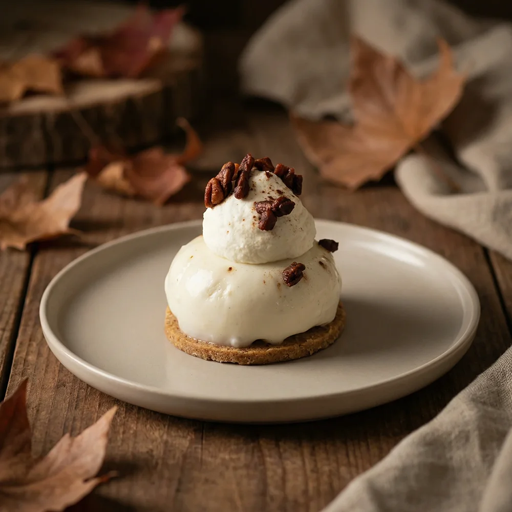 Photoshoot IA dessert pâtissier ambiance automnale